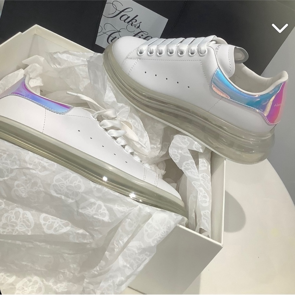 Alexander McQueen oversized transparent sole leather sneakers